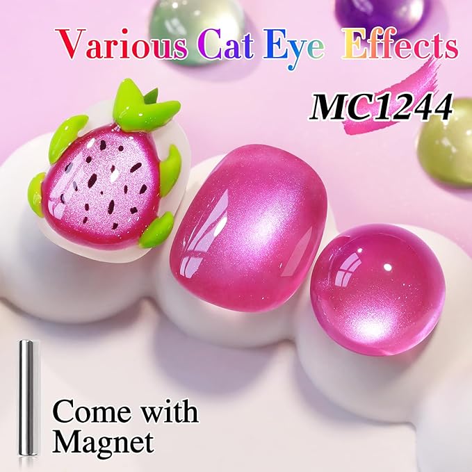Double Rhythm 0.5 OZ Cat Eye Gel Polish with Magnet 15ML Same Color Same Bottle Holographic Glitter Shimmer Translucent Jelly Color Magnetic Polish (Glass Purple-MC1244)