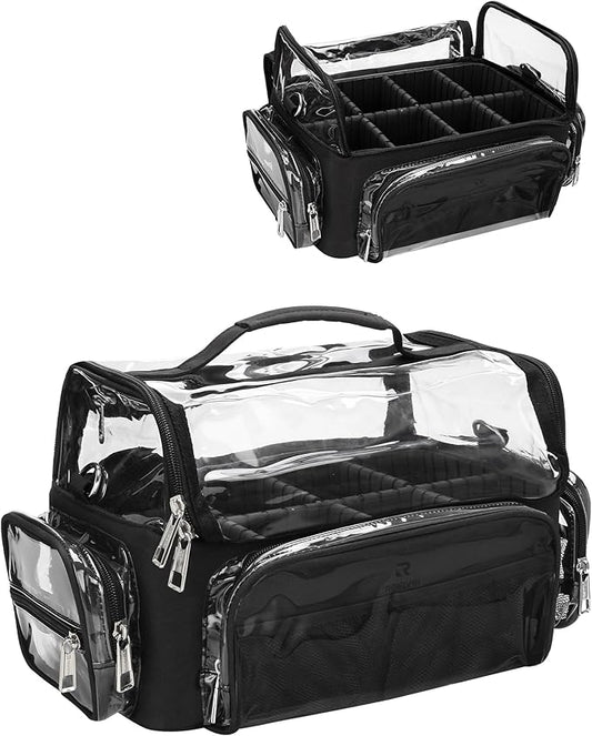 Makeup Brush Case, Extra Large Makeup Brush Bag XL Professional Makeup Artist Must Haves Travel Case with Stand Up Brush Slots Cosmetic Organizer Bag, Full Open Easy to Access, with Adjustable Strap