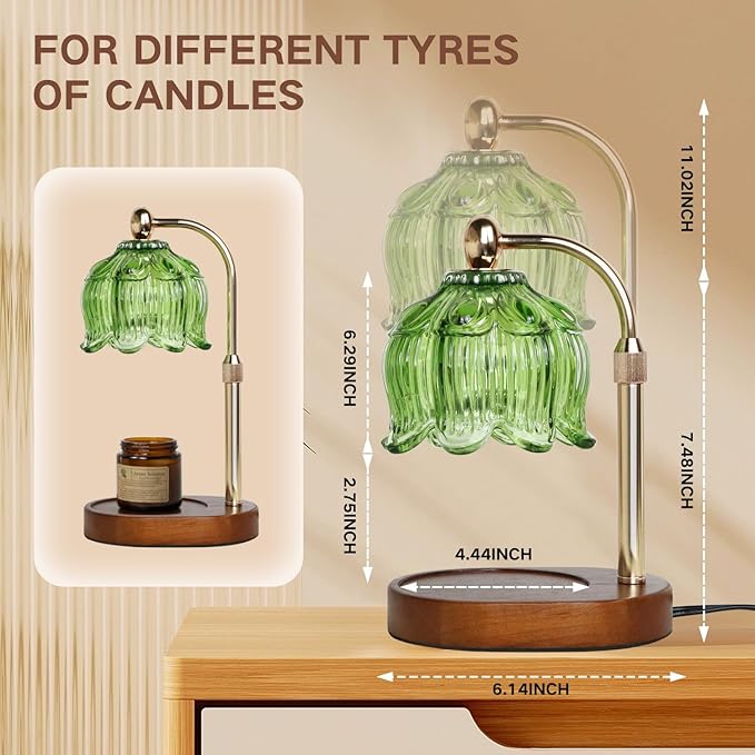 GEEZO Fragrance Candle Warmer Lamp，Electric Candle Warmer with Timer & Dimmer，Mom Christmas Birthday Gifts for Women, House Warming Gifts New Home Bedroom Decor