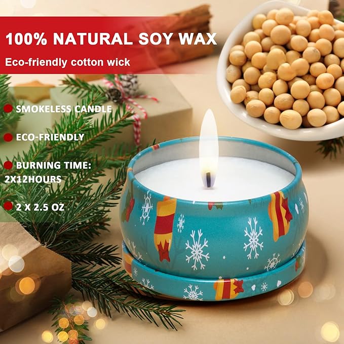 2 Pack Aromatherapy Candles, 2.5 Oz Scented Candles, Rose and Cherry Blossom, Soy Scented Candle with Floral Scents, Portable Small Jar Candle Set for Travel, Spa, Bath, Yoga, Home Decor Candle