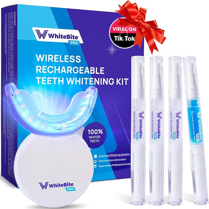 Whitebite Pro Teeth Whitening Kit for Sensitive Teeth – Dual LED Light + 35% Carbamide Peroxide Gel + Remineralizing Gel | Dental-Grade Whitening at Home