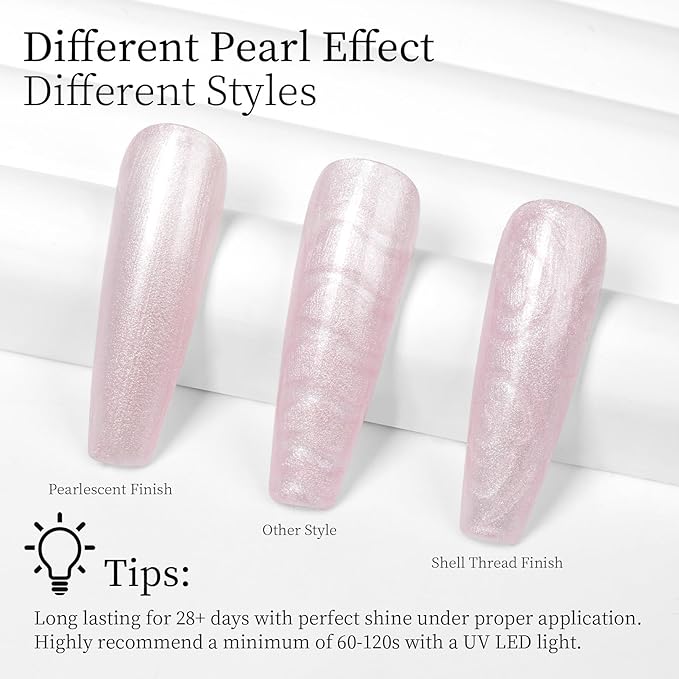 MAYCHAO 15ML Pink Shimmer Gel Nail Polish 1Pc Pearl Glitter Pink Gel Polish Soak Off UV LED Pastel Nail Polish Nail Art Starter Manicure Salon DIY at Home, 0.5 OZ