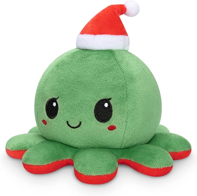 TeeTurtle - The Original Reversible Octopus Plushie - Naughty + Nice - Cute Sensory Fidget Stuffed Animals That Show Your Mood - Perfect gift for the Holidays!