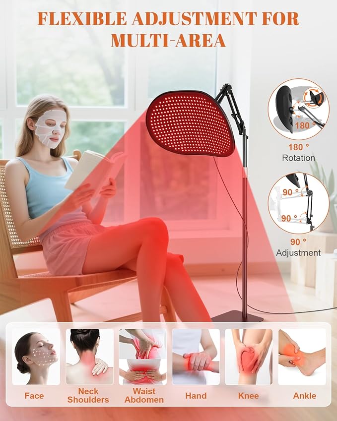 Red Light Therapy for Face Body, 50W 2-in-1 Infrared LED Light Therapy with 660nm & 850nm Near Redlight Device Large Panel with Wireless Remote Stand Timer
