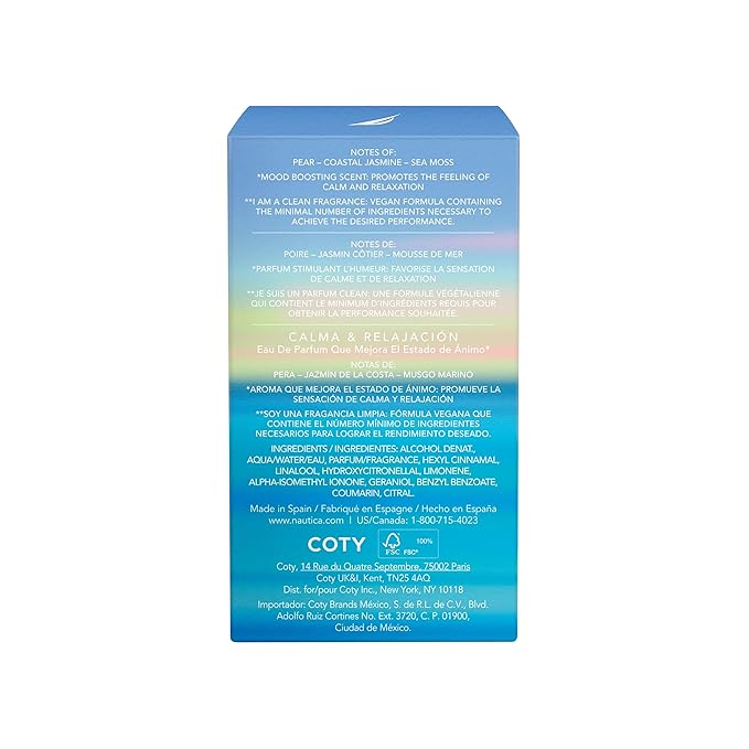 Nautica for Her Jasmine Coast Eau De Parfum 1.6 Fl Oz (Pack of 1), Notes of Pear, Jasmine, and Musk, Women's Fragrance, Long Lasting, Mood-Boosting Fragrance, Vegan Formula, Travel Size