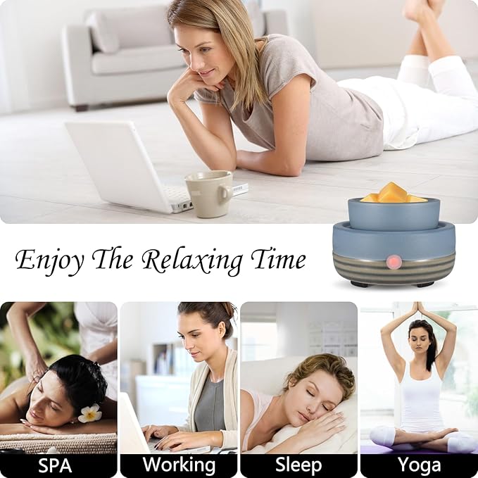 Candle Wax Melt Warmer with Timer Ceramic Electric Wax Melt 4-in-1 Oil Burner Adjusting Temperature Fits Yankee Large Jar Scented Candle for Home Decor Birthday Gifts for Women Mom Grandma Girls Blue