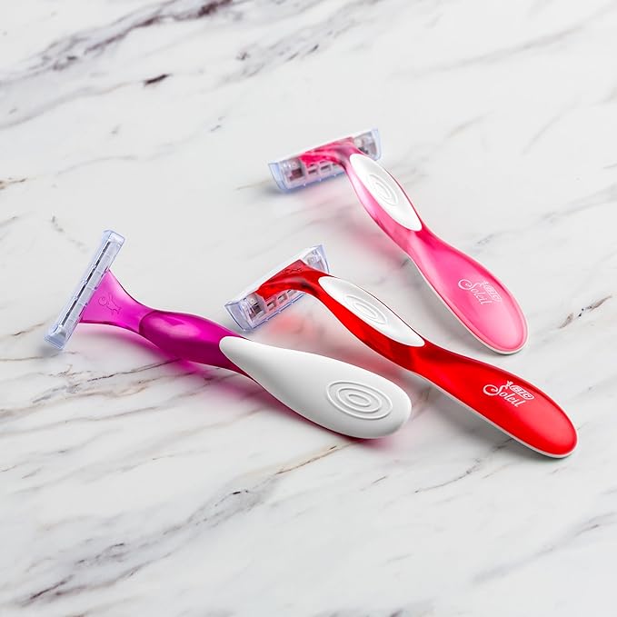 BIC Soleil 3 Colors Women's Disposable with 3 Blade Razors, Aloe Vera and Vitamin E Lubricating Strip for Enhanced Glide, 14 count, Stocking Stuffers for Women (Pack of 12)