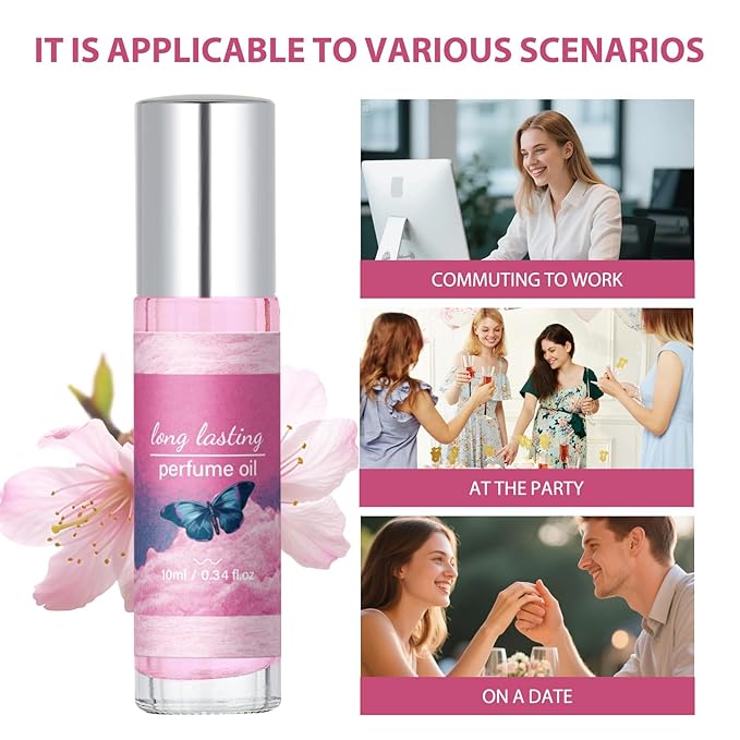 Pheromones Perfumes for Women, Roll On Perfume Oil, Travel Size Portable Essential Oil, Attract Men,3-Layered Scent with Lychee, Peony & Musk - Versatile Gift for Her
