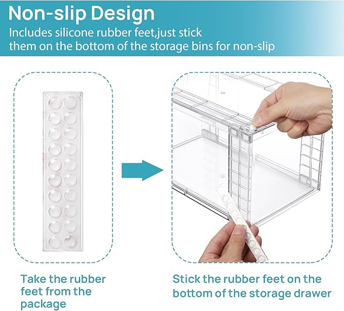 Vtopmart 4Pack Large Stackable Kitchen Pantry Storage Drawers, Clear Organizer Bins with Handles, Acrylic Drawer Organizers for Kitchen Pantry, Bathroom Undersink, Cabinet Organization and Storage