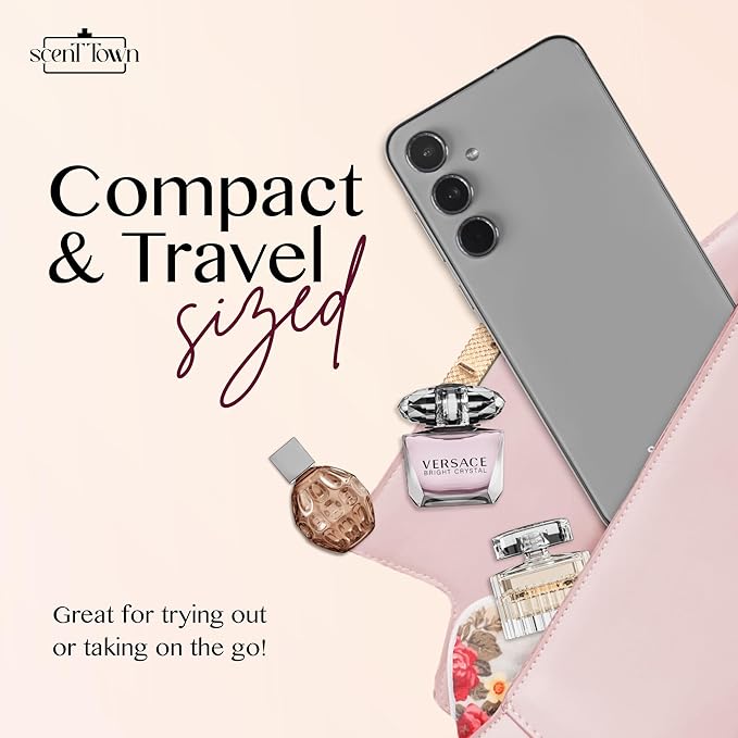 Women's Perfume Gift Sets Bundle Mini Bottle – Designer Womens Perfume Sampler Sets with Refillable Atomizer – Bundle Includes Versace, Moschino, Chloe, Jimmy Choo Travel Size 0.15 Oz Each