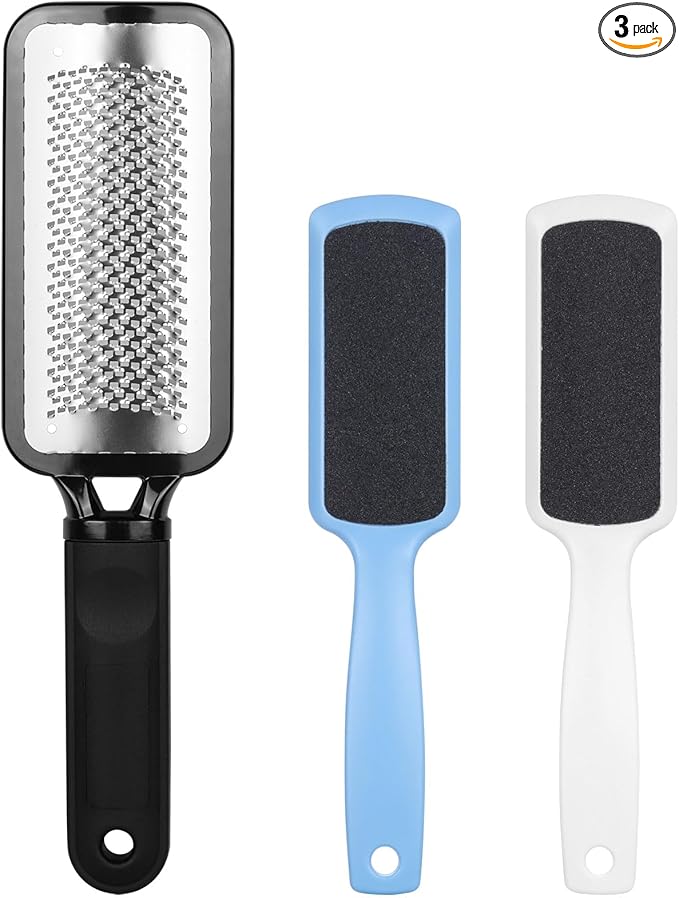 3 Pieces Colossal Foot Files Kit Foot Scrubber Foot Rasp and Double-Sided Heel Files Pedicure Tools Callus Remover Stainless Steel Feet Scraper Foot Grater for Dead Skin