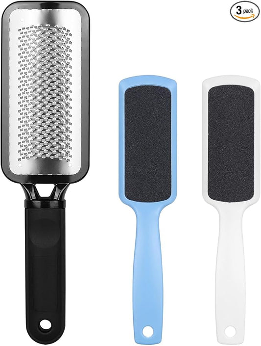 3 Pieces Colossal Foot Files Kit Foot Scrubber Foot Rasp and Double-Sided Heel Files Pedicure Tools Callus Remover Stainless Steel Feet Scraper Foot Grater for Dead Skin