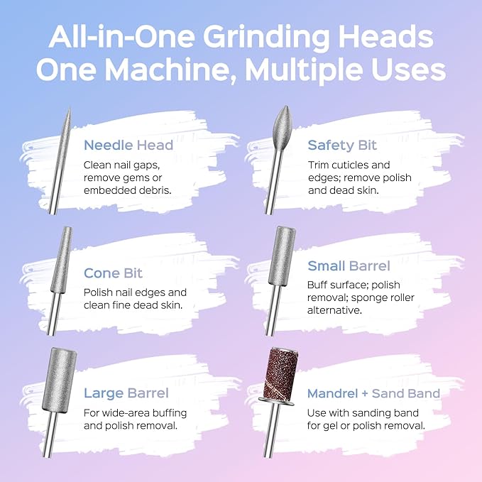 COSLUS Professional Electric Nail Drill, 40000 RPM Portable Rechargeable Nail File with Storage Stand for Acrylic Gel Polishing Removing - Easy to Use for Women, Manicure at Home DIY or Salon, Pink