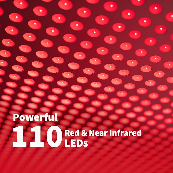 Red Light Therapy, Tri-Chip Powerful 110 LEDs, Portable Folding Infrared Table Lamp for Travel, 660nm & 850nmX2 Deep Tissue for Face & Body, Supports 110-240V with Timer