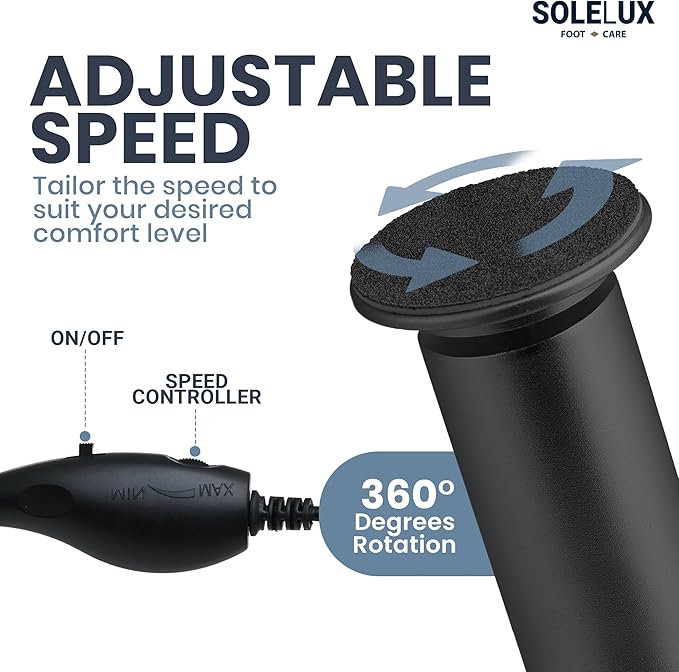 Upgraded 2025 Electric Foot File – Callus Remover for Women & Men with Adjustable Speed, 60 Sanding Pads & Dead Skin Exfoliation – at-Home Pedicure Tool for Dry, Cracked Feet(Black)