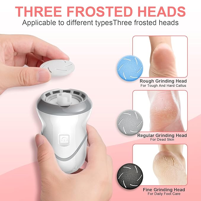 Professional Electric Feet Callus Remover,Portable Rechargeable Foot File Pedicure Tools with Vacuum Adsorption Foot Grinder 2 Speed 3 Grinding Heads, Ideal for Dead Skin/Powerful Exfoliation