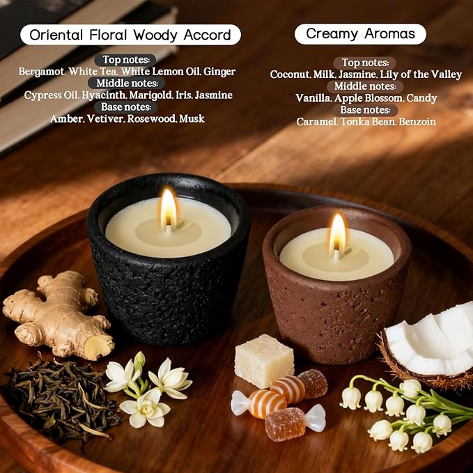 Scented Candle, 4pcs Aromatherapy Candle with Colorful Cans, Nature Scents Soy Candle Jar 60-Hour Burn Time with Warm Flame Candles Gift for Christmas Home