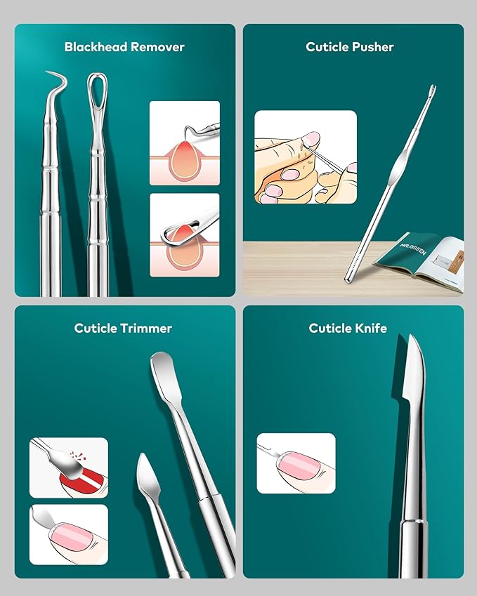 Manicure Set, Pedicure Sets, Nail Clipper Sets, Stainless Steel Professional Nail Cutter Kits with Travel Case (12 Count)