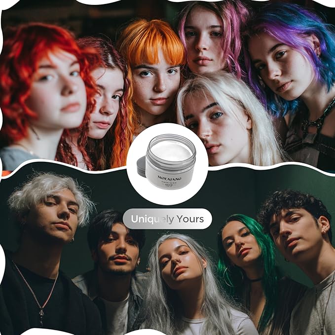 White Temporary Hair Color Wax - SOVONCARE Washable Hair Dye for Men & Women, All-Day Hold Disposable Hair Styling Clays for Party, Cosplay & Daily 4.23 oz