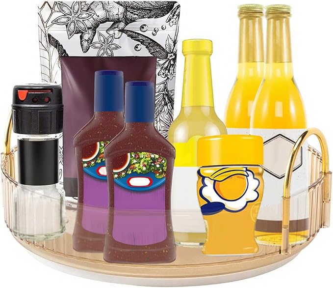 360° Rotating Makeup Organizer, Bathroom Make Up Spinning Holder Rack, Large Capacity Cosmetics Storage Vanity Shelf Countertop, Fits Cosmetics, Perfume, Skincare, Lipsticks(1 Tier, Yellow)