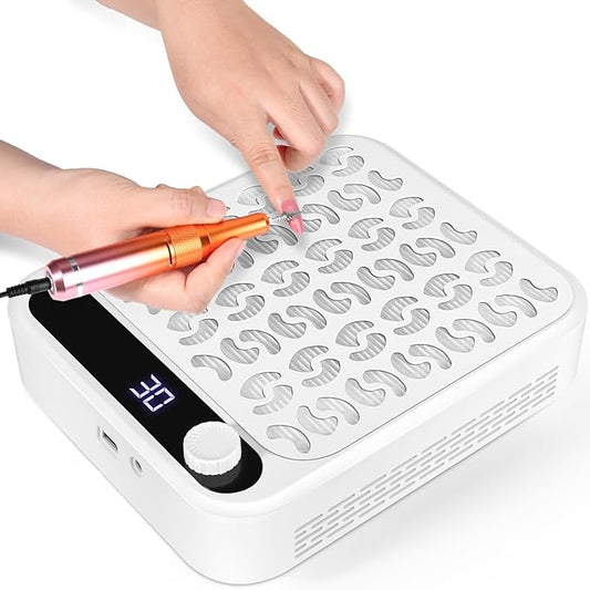 MEKK Professional Nail Dust Collector with Adjustable Speed Rotary,LCD Screen & Reusable Filter,48W Powerful Nail Fan Dust Collector，Acrylic Nails Tools for Manicure