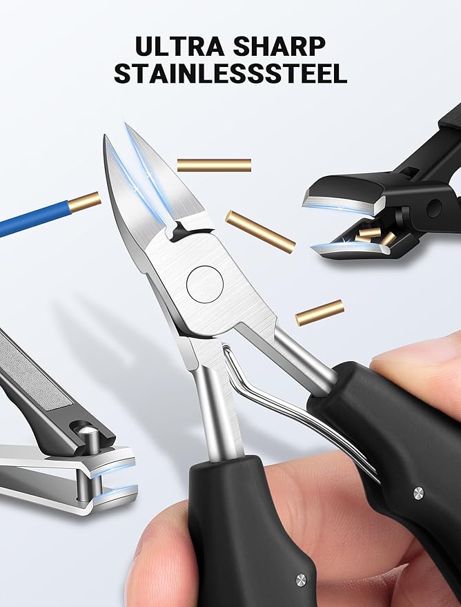 Toenail Clippers for Seniors Thick Toenails, Sharp Ingrown Toenail Clippers Nail Cutter Long Handle with Wide Jaw for Thick Nails, Heavy Duty Large Toe Nail Clipper Set for Men & Women,7 Pcs