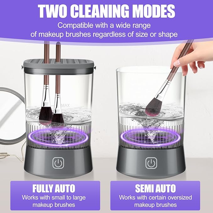 Electric Makeup Brush Cleaner, Auto-Rotating Brush Cleaner for Deep Cleaning, One-Click Operation Automatic Spinning Cosmetic Brush Cleaner, Suitable for All of Makeup Brushes