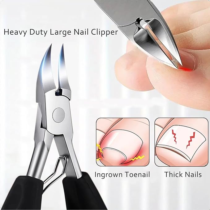 Toenail Clippers for Thick Toenails for Seniors Angled Head Large Toe Nail Clippers Set for Men Heavy Duty Ingrown Toenail Clippers with Long Handle Slanted Nail Cutter Wide Jaw