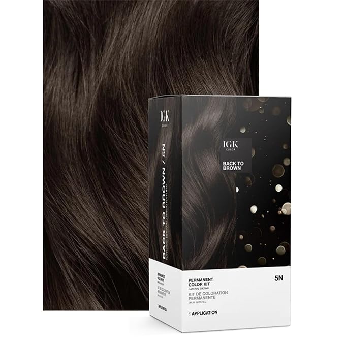 IGK Permanent Hair Dye Color Kit | 5N Back To Brown - Natural Brown | 100% Gray Color Coverage + Strengthen + Shine | Ammonia Free
