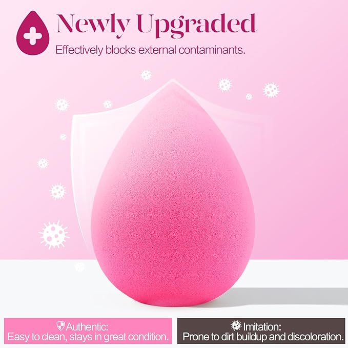 BEAKEY Super Soft Makeup Sponge Set of 6, Makeup Sponges for Foundation, Liquid, Cream and Powder, Pink Beauty Sponge for Blending, 0 Latex Blender
