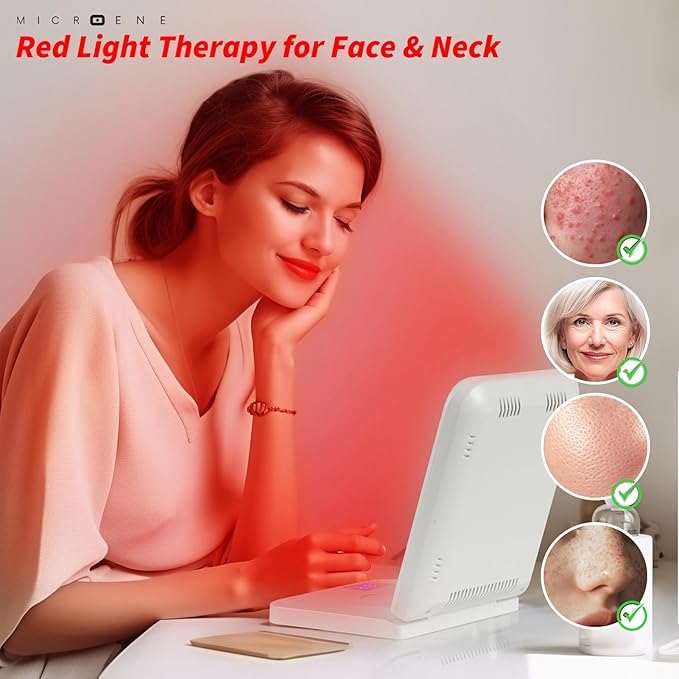Red Light Therapy, Tri-Chip Powerful 110 LEDs, Portable Folding Infrared Table Lamp for Travel, 660nm & 850nmX2 Deep Tissue for Face & Body, Supports 110-240V with Timer