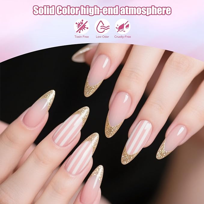 Artdone Sheer Gel Nail Polish Set Jelly UV Gel 6 Colors Translucent Milky White Pink Nude Brown Colors Nail Polish For All Seasons (Soild-Pink And Red)