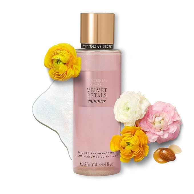 Victoria's Secret Velvet Petals Shimmer Body Mist for Women, Perfume with Notes of Blooms and Almond Glaze, Women's Spray, 250 ml / 8.4 oz