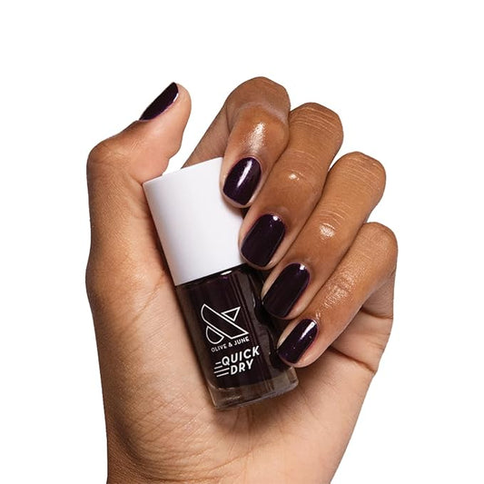 Olive & June Quick Dry Nail Polish | Instant Fast-Drying Smudgeproof Color | 15-free, Vegan Cruelty-Free Formula | Lasts up to 5 Days | Salon-Quality Manicure Pedicure at Home|Enchanted Violet Shimmer