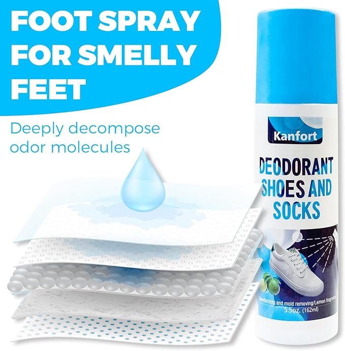 Shoe Deodorizer Spray, Natural Odor Eliminator for Strong Odors-5.5 oz, for Shoes, Skates, Work Boots and More