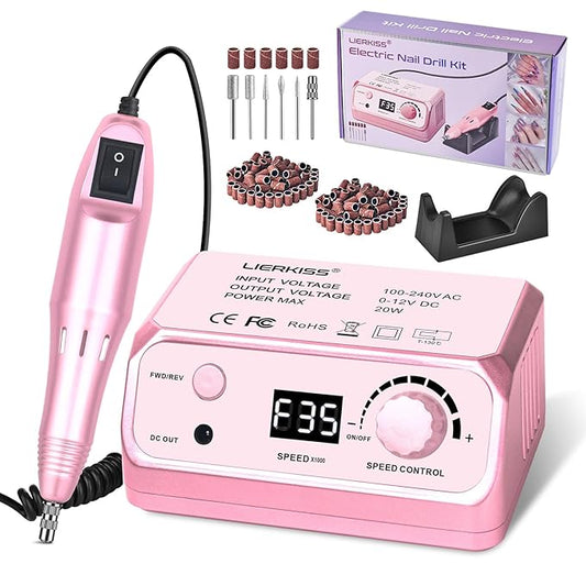 Nail Drill Professional 35000RPM Drils Nail Electric Nail File Nails Drill with 100pcs Sanding Bands and Nail Drill Bits for Acrylic, Gel Nail Manicure & Pedicure