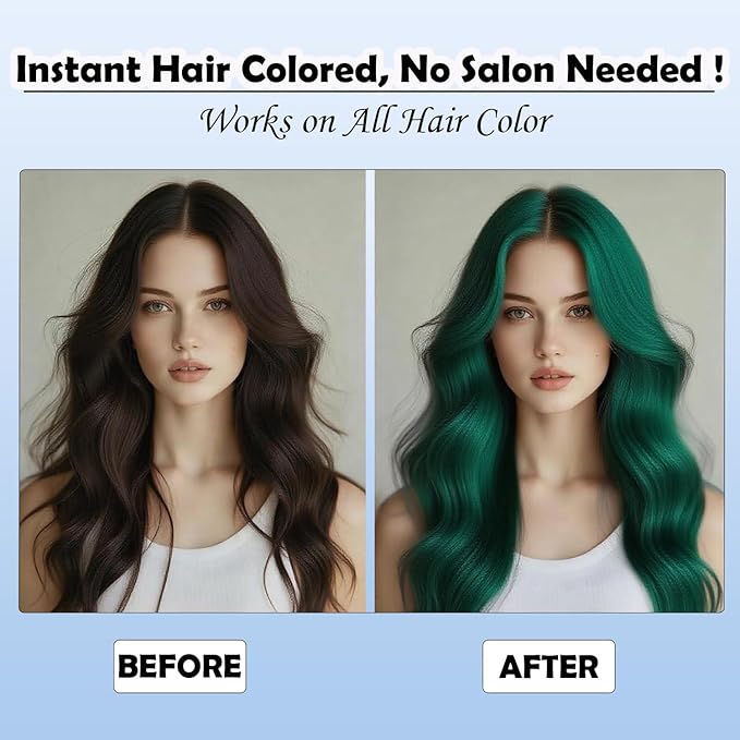 Green Hair Dye, Hair Color Spray for Women and Kids, Washable Green Hair Spray, One-Time Use, Non-Sticky Root Touch Up, Natural Hair Color Wax for Party, Cosplay, Halloween, Christmas (green)