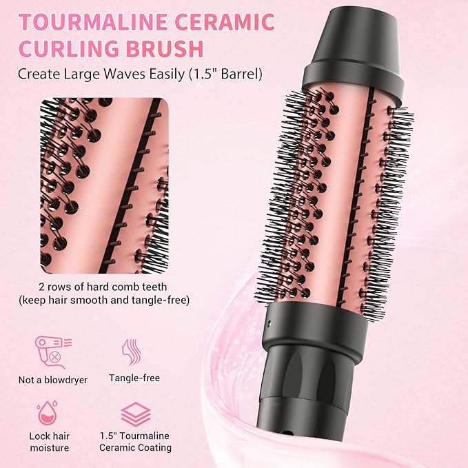 5 in 1 Curling Iron, Sixriver Hair Curling Wand Set with Curling Thermal Brush&4 Interchangeable Ceramic Curling Wand(0.4”-1.25”), Long Lasting Curls, Fast Heating Hair Wand Curler with Glove&2 Clips