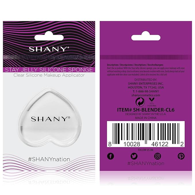 SHANY Stay Jelly Silicone Sponge - Clear & Non-Absorbent Makeup Blending Sponge for Flawless Application with Foundation - HEART
