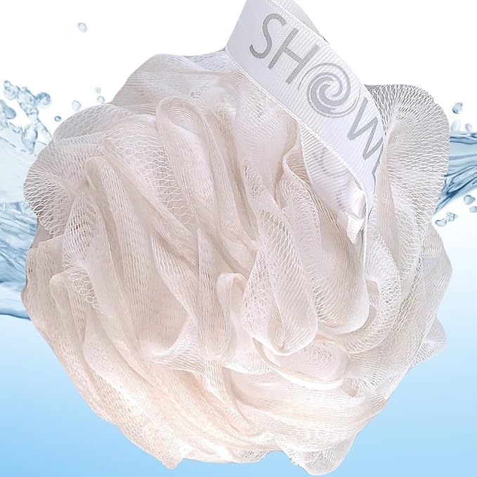 SHOWER BOUQUET Loofah-Bath-Sponge XL Soft-Pastel-Colors 4-Pack // Extra-Large 75g Mesh Luffa Loofa Loufa Puff Pouf Set/Exfoliating Body Scrubber for Women and Men - Exfoliate & Soothe Face & Body
