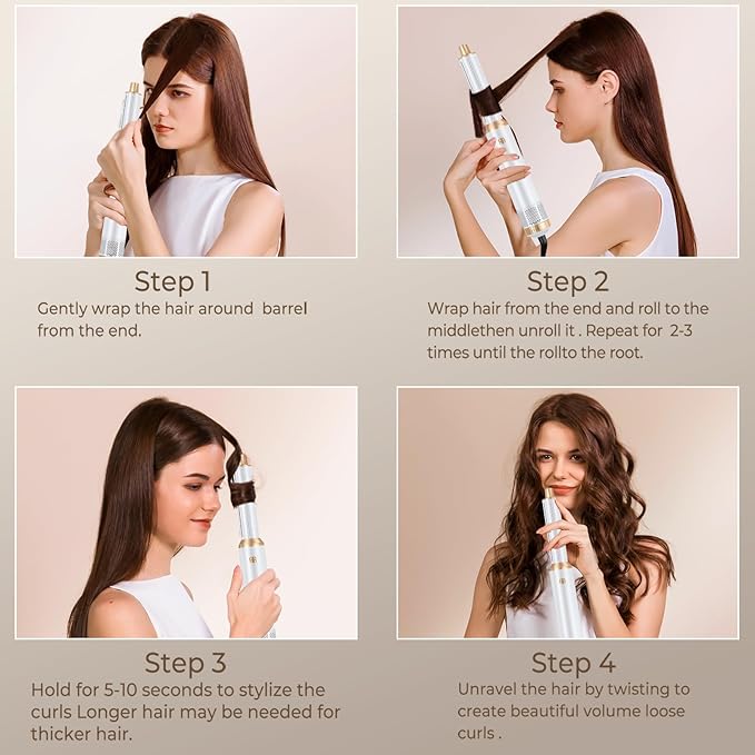 Blow Dryer Brush 5 in 1, Negative Ion Hair Dryer Brush Set Upgrade Hot Air Brush Air Styler Curling Wrap Air Curler, Curling Iron Hair Styling Tools As A Gift for Straight/Curl/Drying/Smoothing