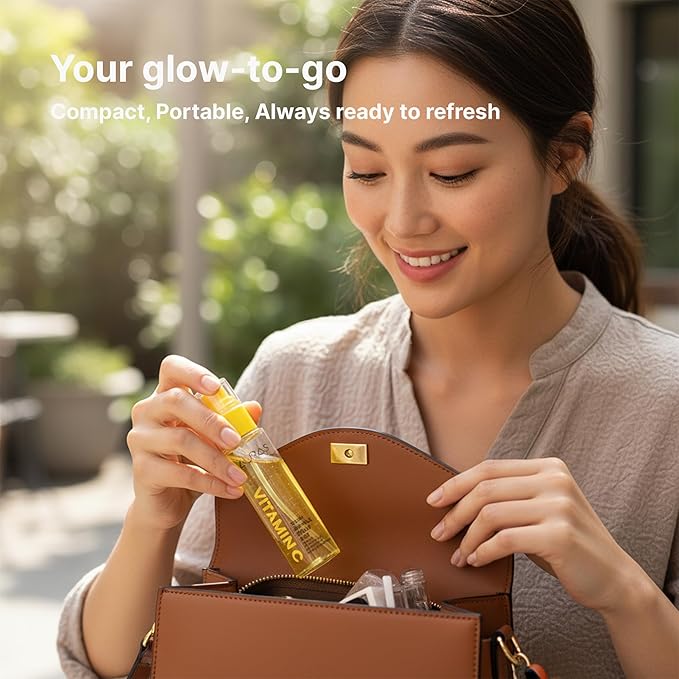 Auras Vitamin C Glow Mist K-Beauty | Fresh-Activated Brightening Spray Serum with Antioxidants, Hydrating Korean Skincare Toner Mist for Dull, Dry Skin & Radiance- 3.4 fl oz