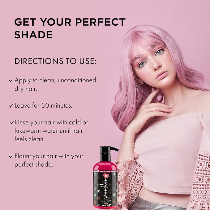 MOEHAIR VOODOO Pink Hair Dye, 8 Oz (Puppy Love), Pastel Pink, Vegan & Cruelty-Free, Semi-Permanent Hair Color, Intermixable, Ammonia, Sulfate & Paraben-Free