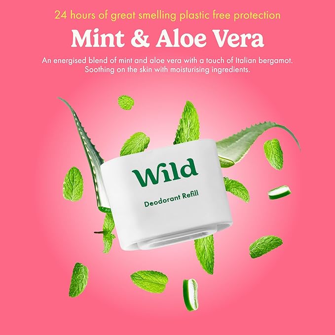 Wild - The Full Monty Starter Kit - Bee Case with Refills in a Variety of Fresh Scents 5 x 1.4oz - Refillable Deodorant & Aluminum Free - Long Lasting Protection - Vegan