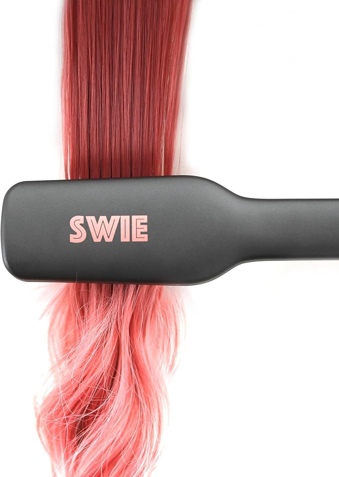 SWIE Maxistrait Hair Straightener Brush. Smooth, Shiny, Frizz-Free Healthy in Minutes. for All Types and Textures, Great for Colored Hair, Adjustable Heat Settings, Anti-Burn Technology