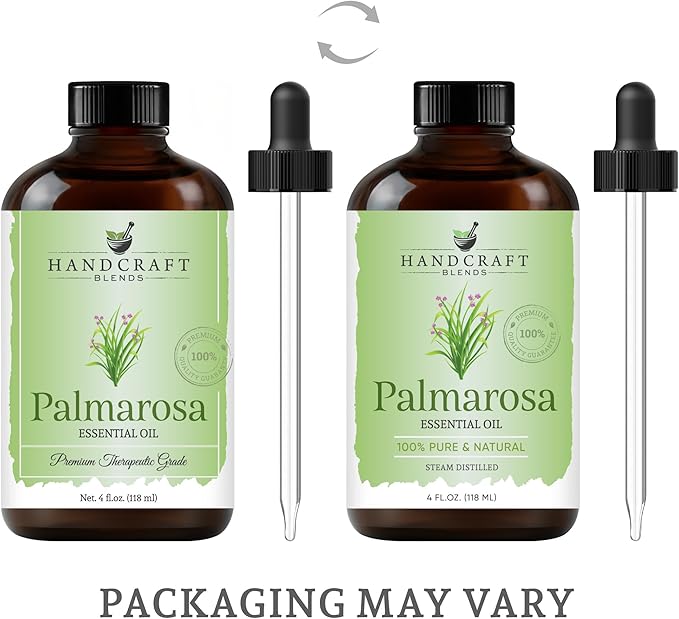 Handcraft Blends Palmarosa Essential Oil – Huge 4 Fl Oz – 100% Pure and Natural – Premium Grade Essential Oil for Diffuser and Aromatherapy, Skin, Massage, Candle and Soap Making Fragrance