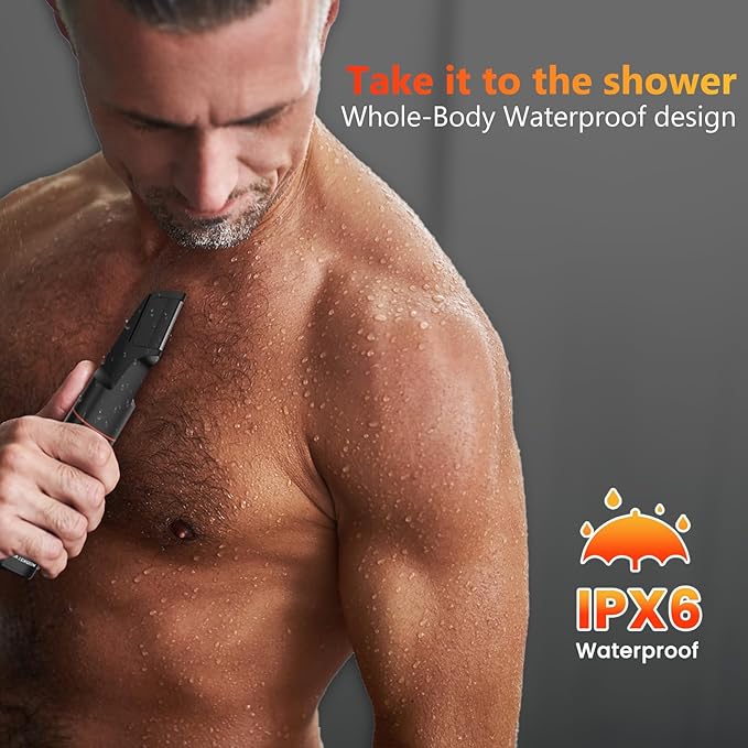Manscape Body Hair Trimmer for Men, Waterproof Pubic, Groin & Ball Shaver, No-Nick Mens Electric Grooming Kit with LED Display, USB Rechargeable, Adjustable Guide Comb