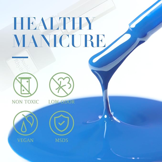 Double Rhythm 15ML Gel Nail Polish Pure Sheer Same Color Same Bottle Soak Off Gel Polish Art Manicure Salon DIY at Home for Women (Blue-A1336)