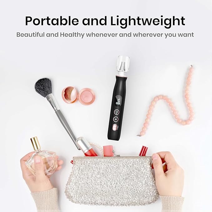 Electric Nail File Drill: HSKAI Nail Drill with LCD & Lamp, Long-Lasting Thick Toenail Grind, Rechargeable & Cordless Toe Nail Filer Tools for Manicure and Pedicure, Gifts for Women and Men