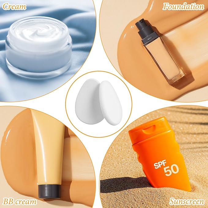 10pcs Round Sponge Puff Set, Smooth Makeup Sponge Blender For Foundation, Oval Puff Set, Beauty Blender Sponges, Natural Easy Soft Long-Lasting, Beginner-Friendly for Wet And Dry Dual Use